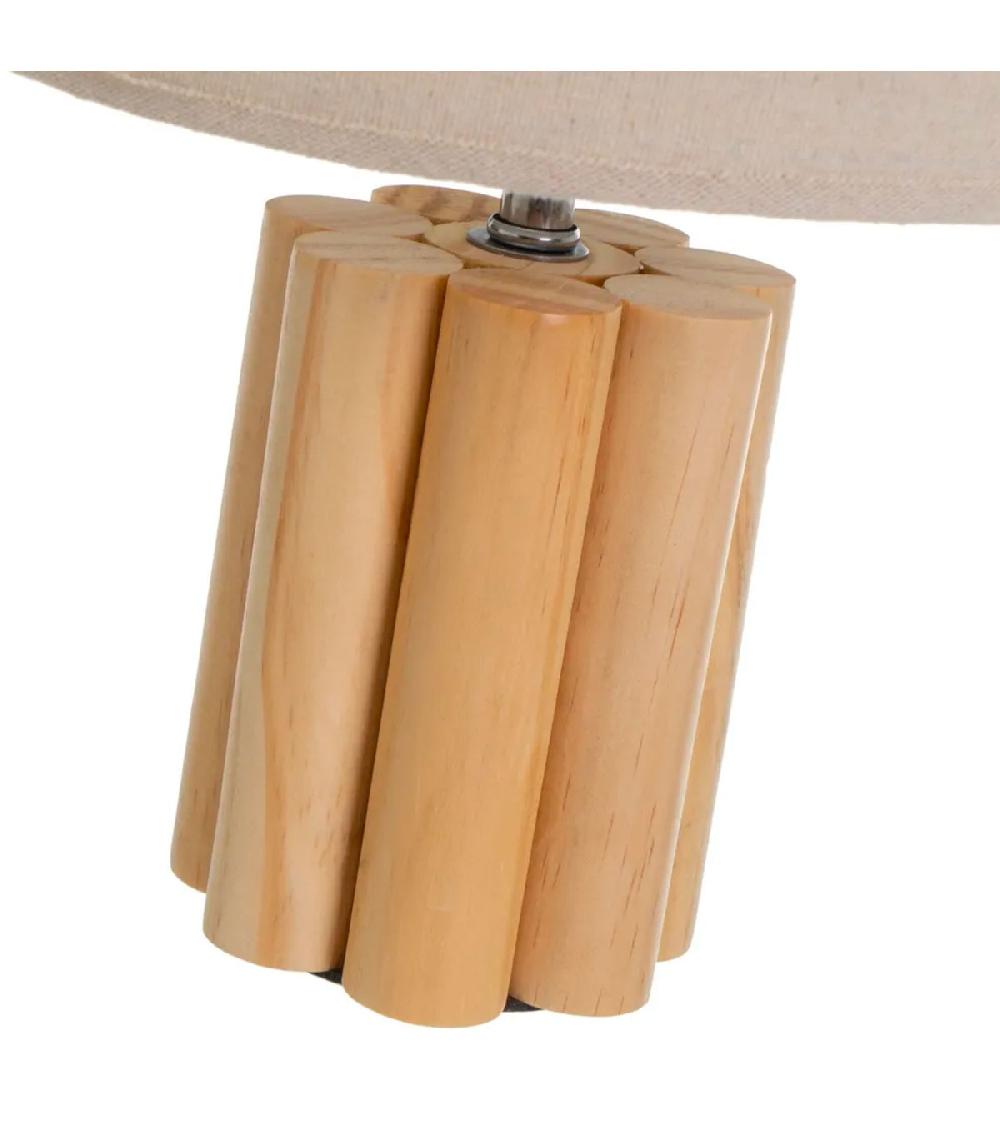 Wadiga Lampe à Poser En Bois Et Abat Jour Taupe 20x20x29cm
