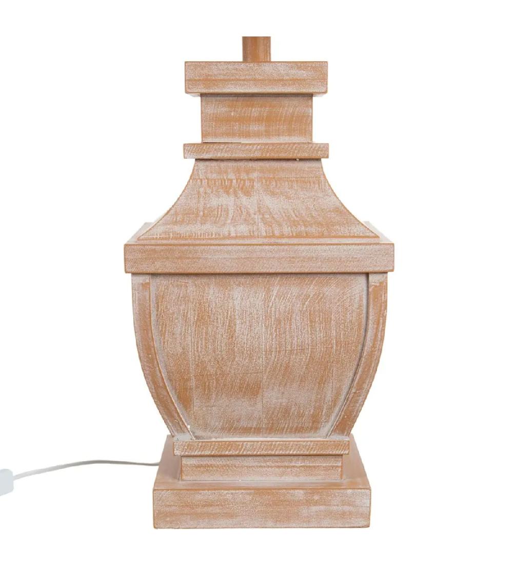 Wadiga Lampe à Poser En Bois Et Abat-jour Tissu Beige 45x45x70cm