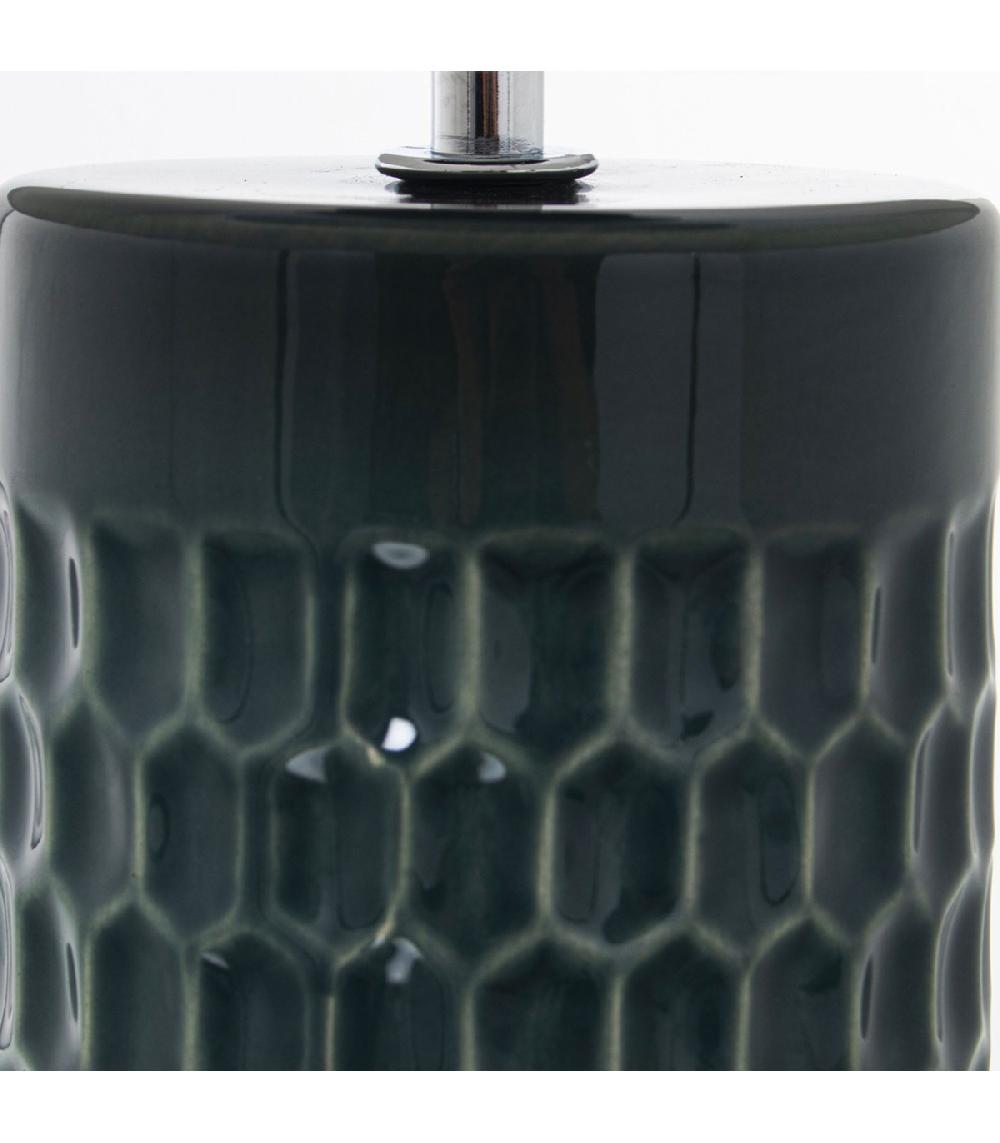 Wadiga Lampe à Poser En Céramique Bleu Et Abat-jour Blanc 25x25x42cm