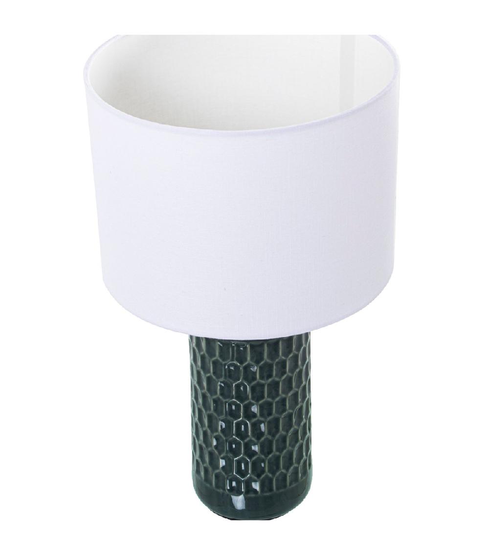 Wadiga Lampe à Poser En Céramique Bleu Et Abat-jour Blanc 25x25x42cm