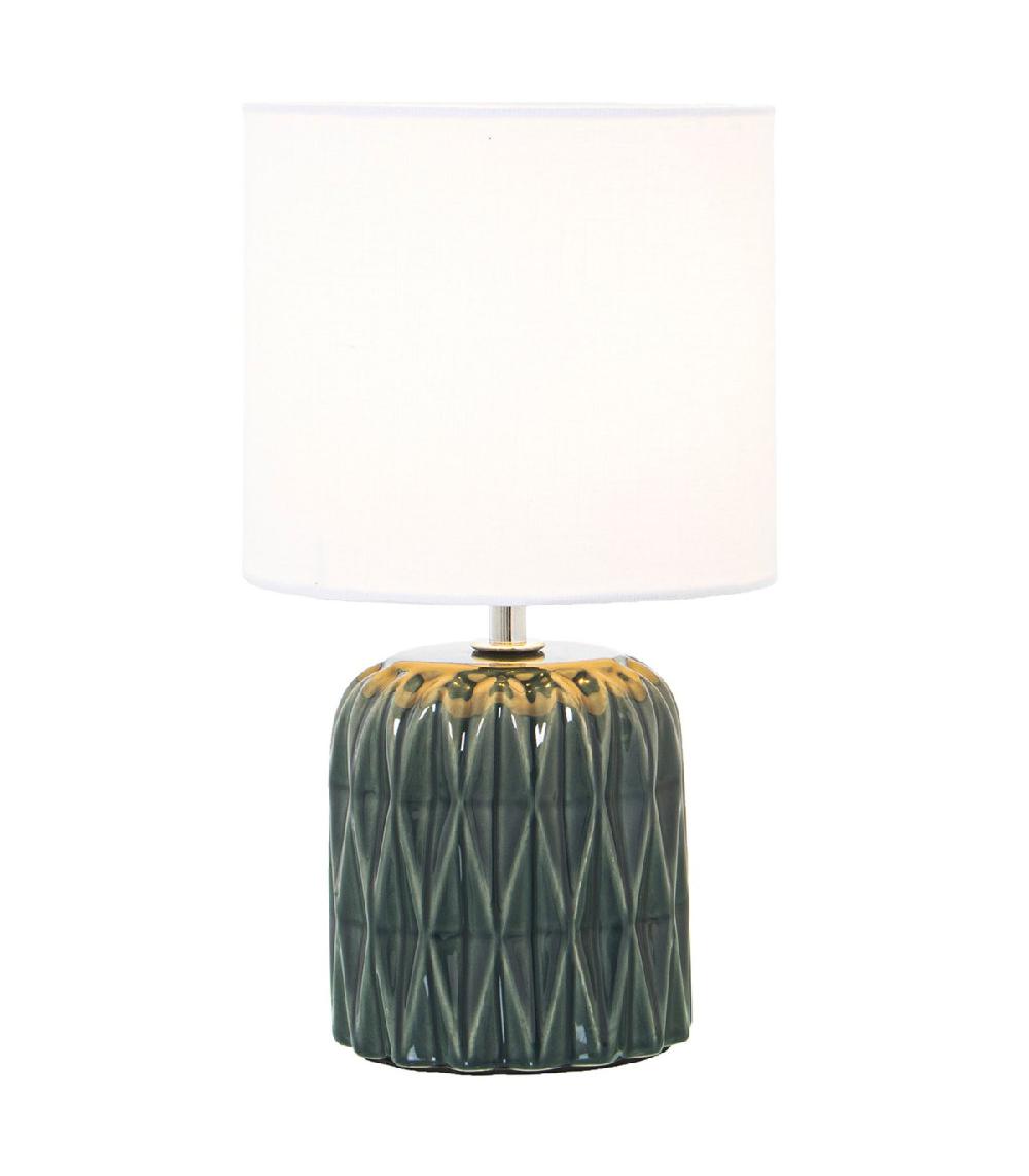 Wadiga Lampe à Poser En Céramique Bleu Et Abat-jour Blanc