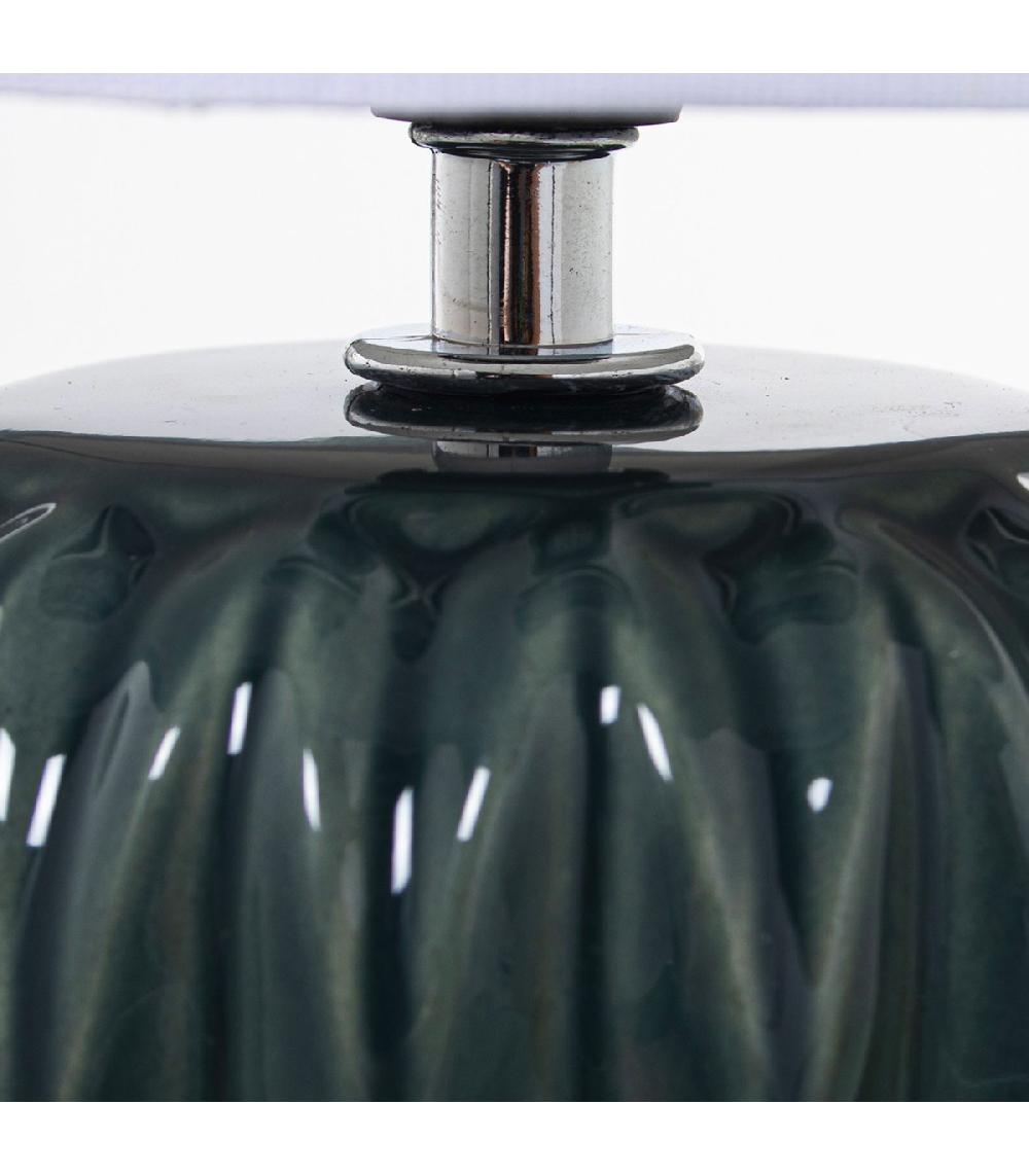 Wadiga Lampe à Poser En Céramique Bleu Et Abat-jour Blanc