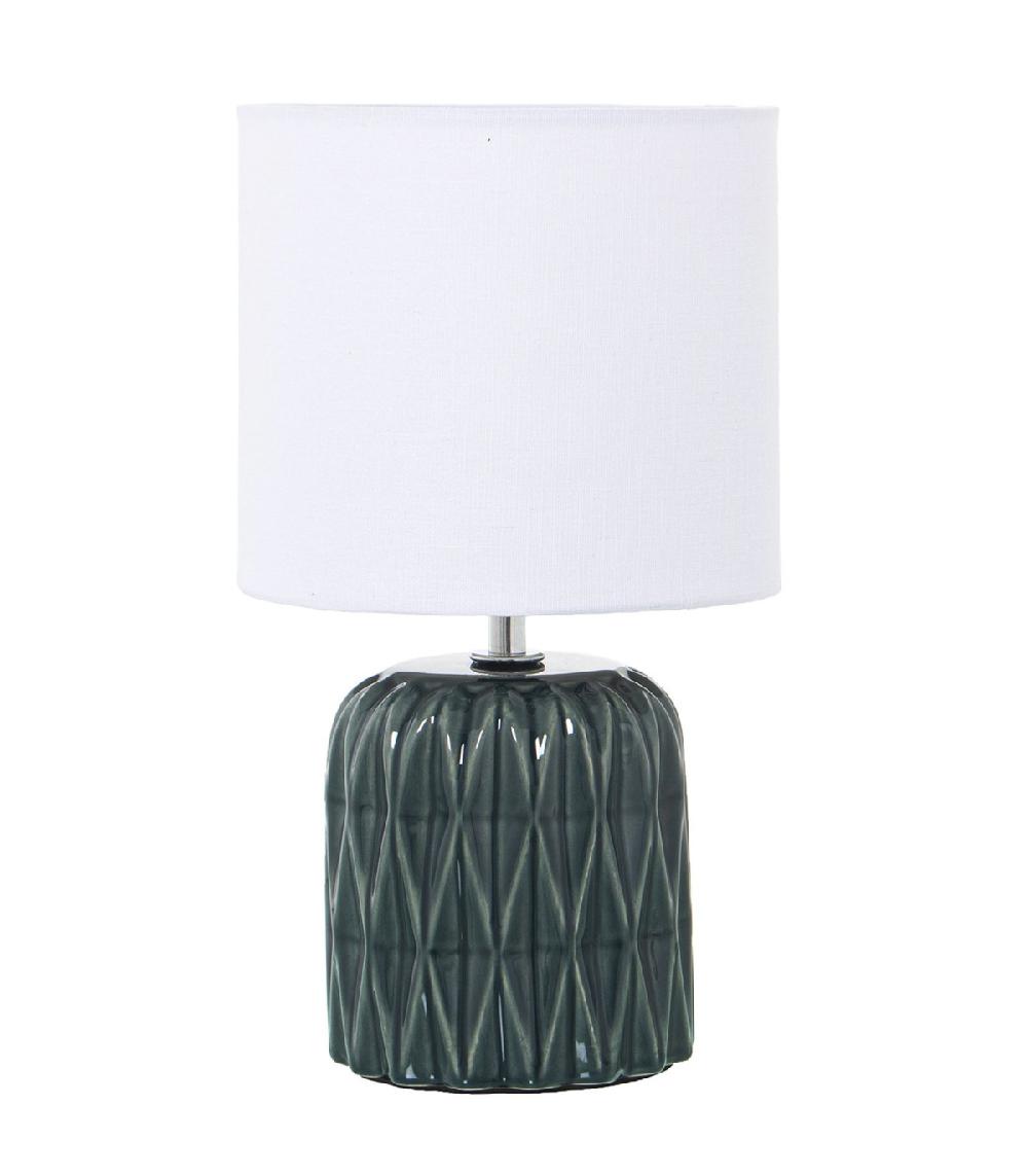 wadiga Lampe à poser en céramique bleu et abat-jour blanc