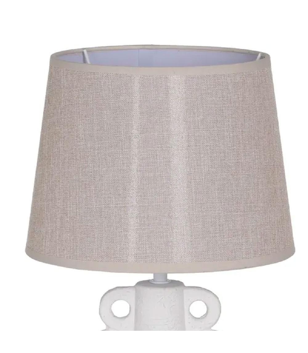 Wadiga Lampe à Poser En Céramique Crème Et Abat-jour Taupe 25x25x45cm