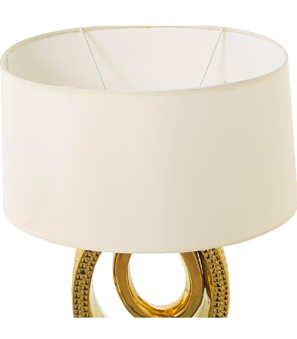 Wadiga Lampe à Poser En Céramique Dorée Et Abat-jour Blanc