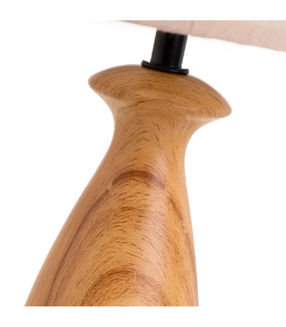 Wadiga Lampe à Poser En Céramique Effet Bois Et Abat Jour Beige 22x22x43cm