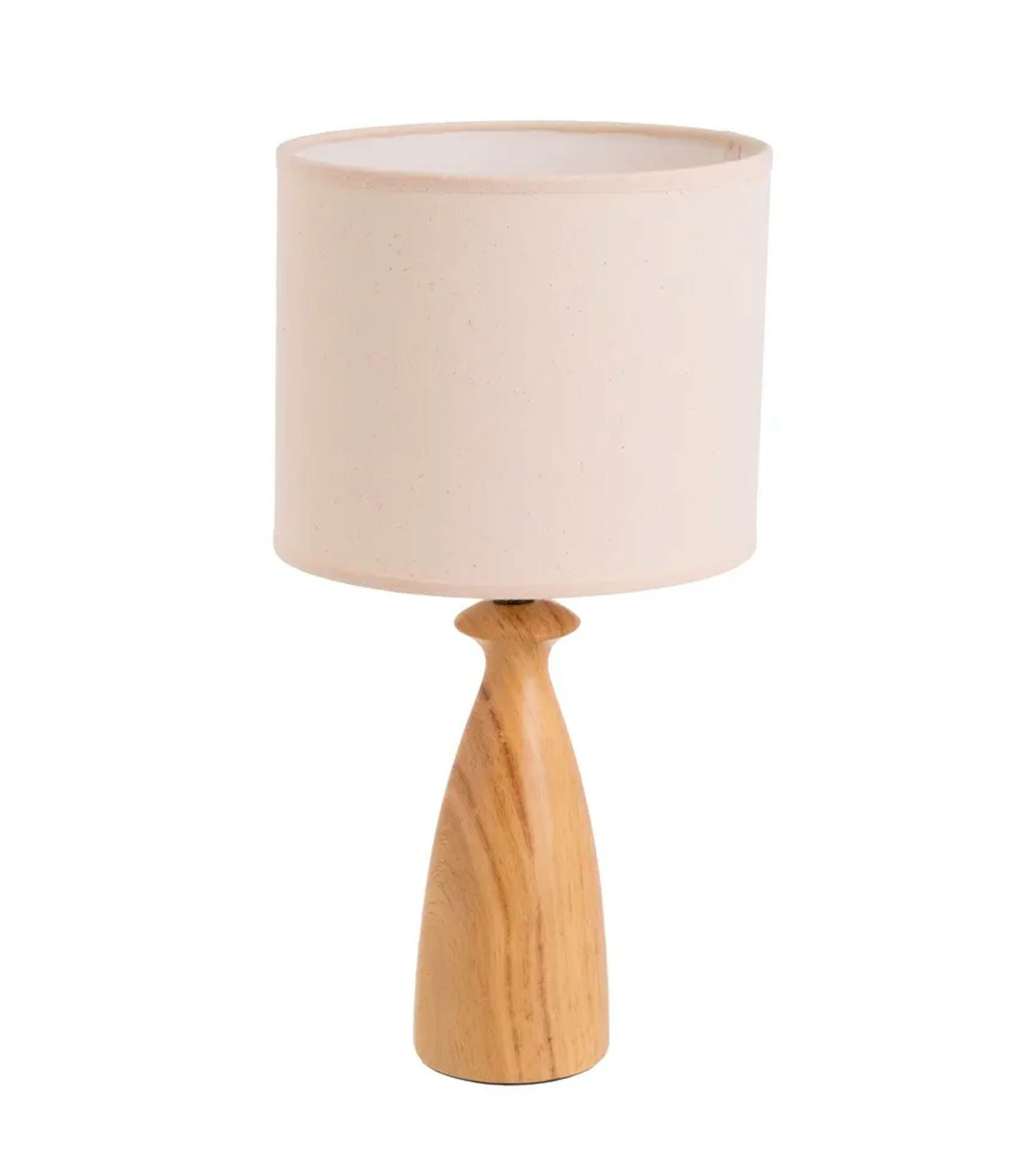 wadiga Lampe à poser en céramique effet bois et abat jour beige 22x22x43cm