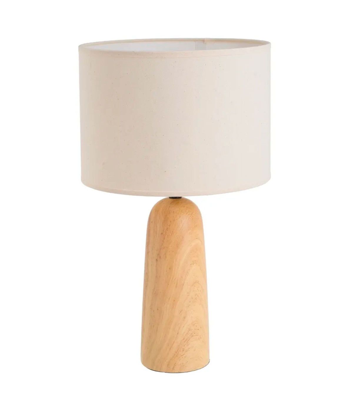 wadiga Lampe à poser en céramique effet bois et abat jour beige 28x28x49cm