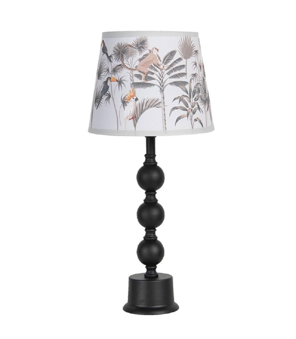 wadiga Lampe à poser en céramique et abat-jour tissu jungle 24x24x37cm