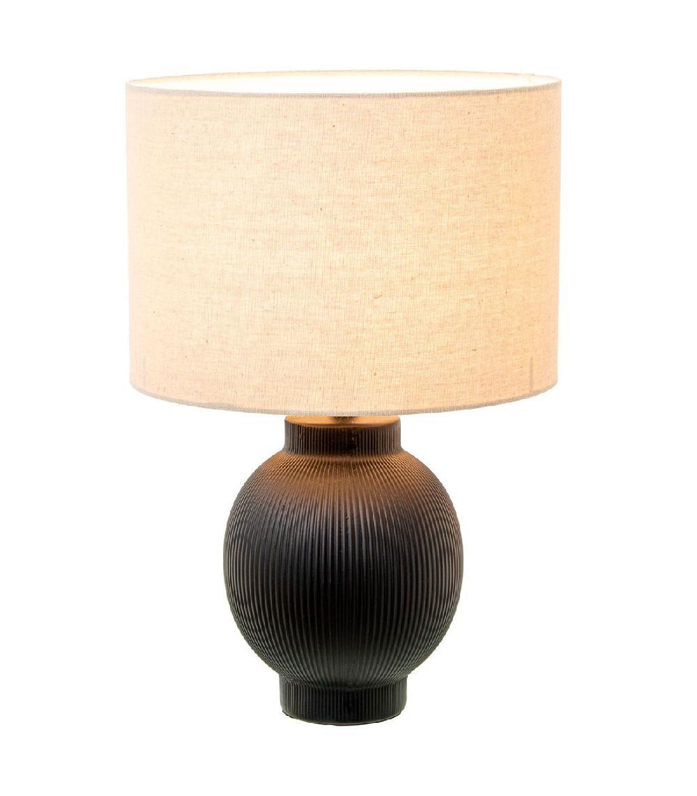 Wadiga Lampe à Poser En Céramique Noire Et Abat-jour Beige 28x28x43cm