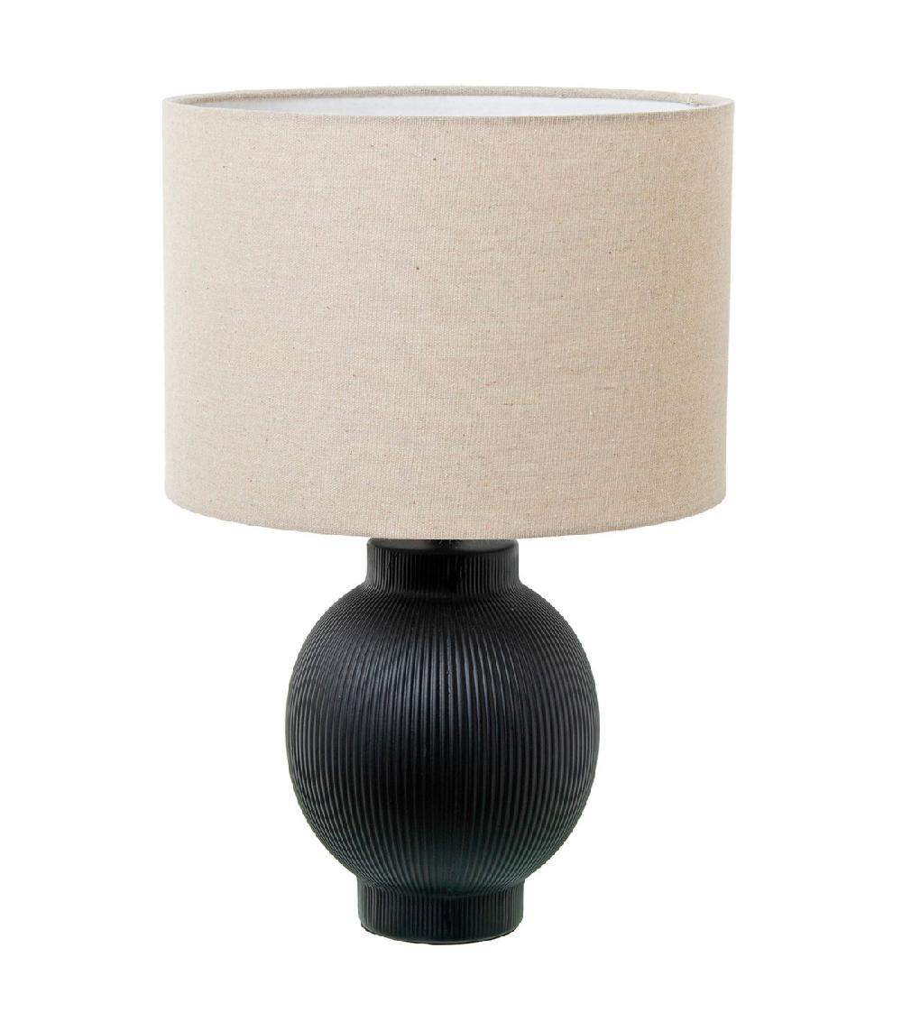 wadiga Lampe à poser en céramique noire et abat-jour beige 28x28x43cm
