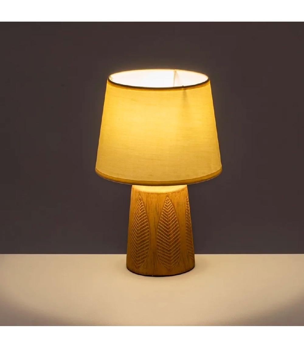 Wadiga Lampe à Poser En Céramique Terracota Et Abat Jour Beige 21x21x32cm