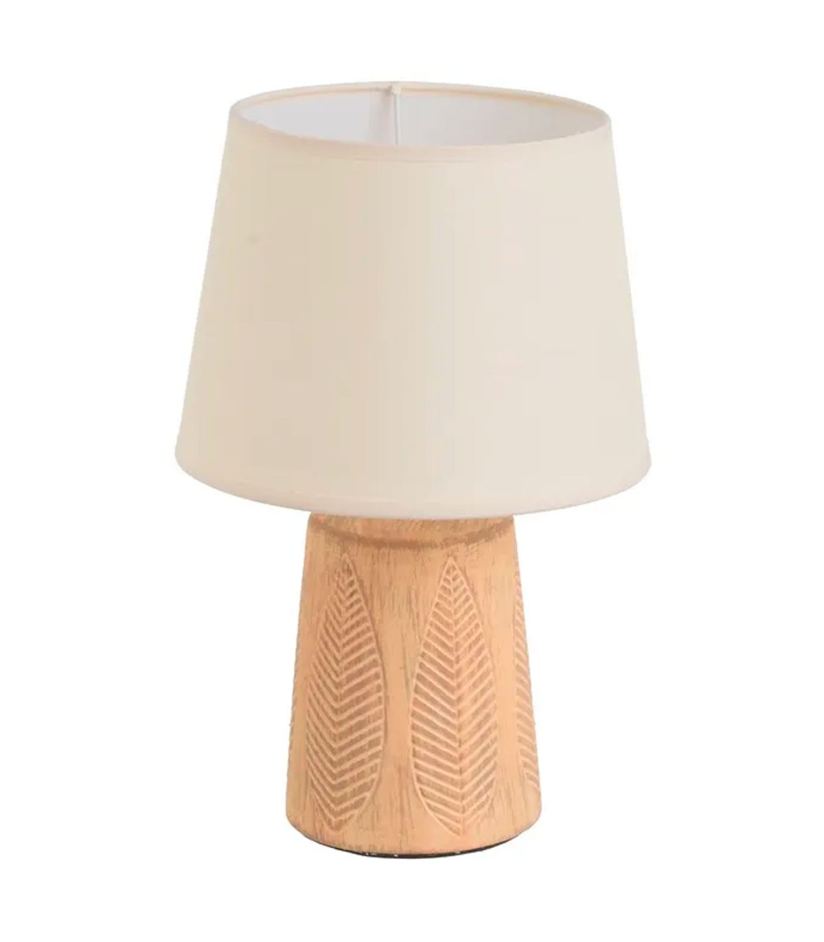 wadiga Lampe à poser en céramique terracota et abat jour beige 21x21x32cm