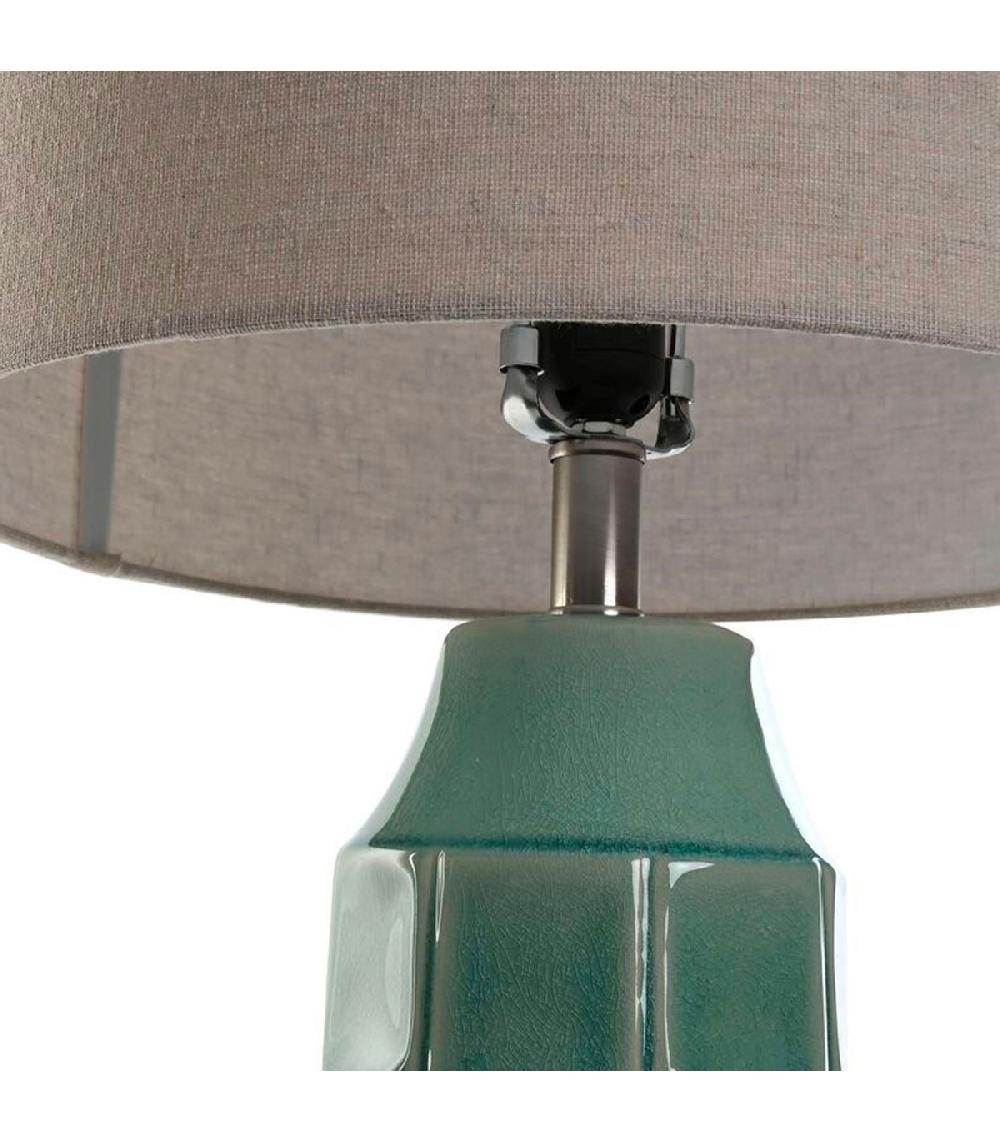 Wadiga Lampe à Poser En Céramique Verte Et Abat-jour Lin Beige 38x38x71cm