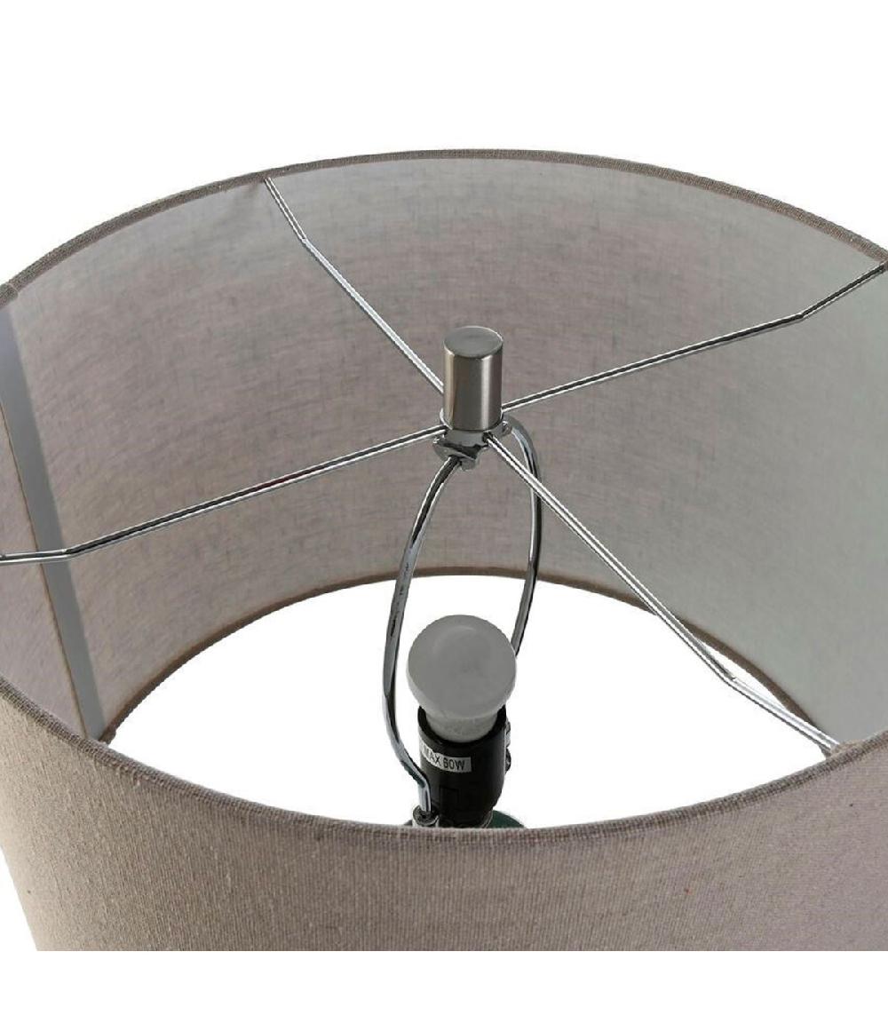 Wadiga Lampe à Poser En Céramique Verte Et Abat-jour Lin Beige 38x38x71cm