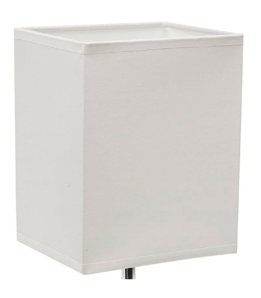 Wadiga Lampe à Poser En Métal Chromé Et Abat Jour Blanc 11x13x27.5cm