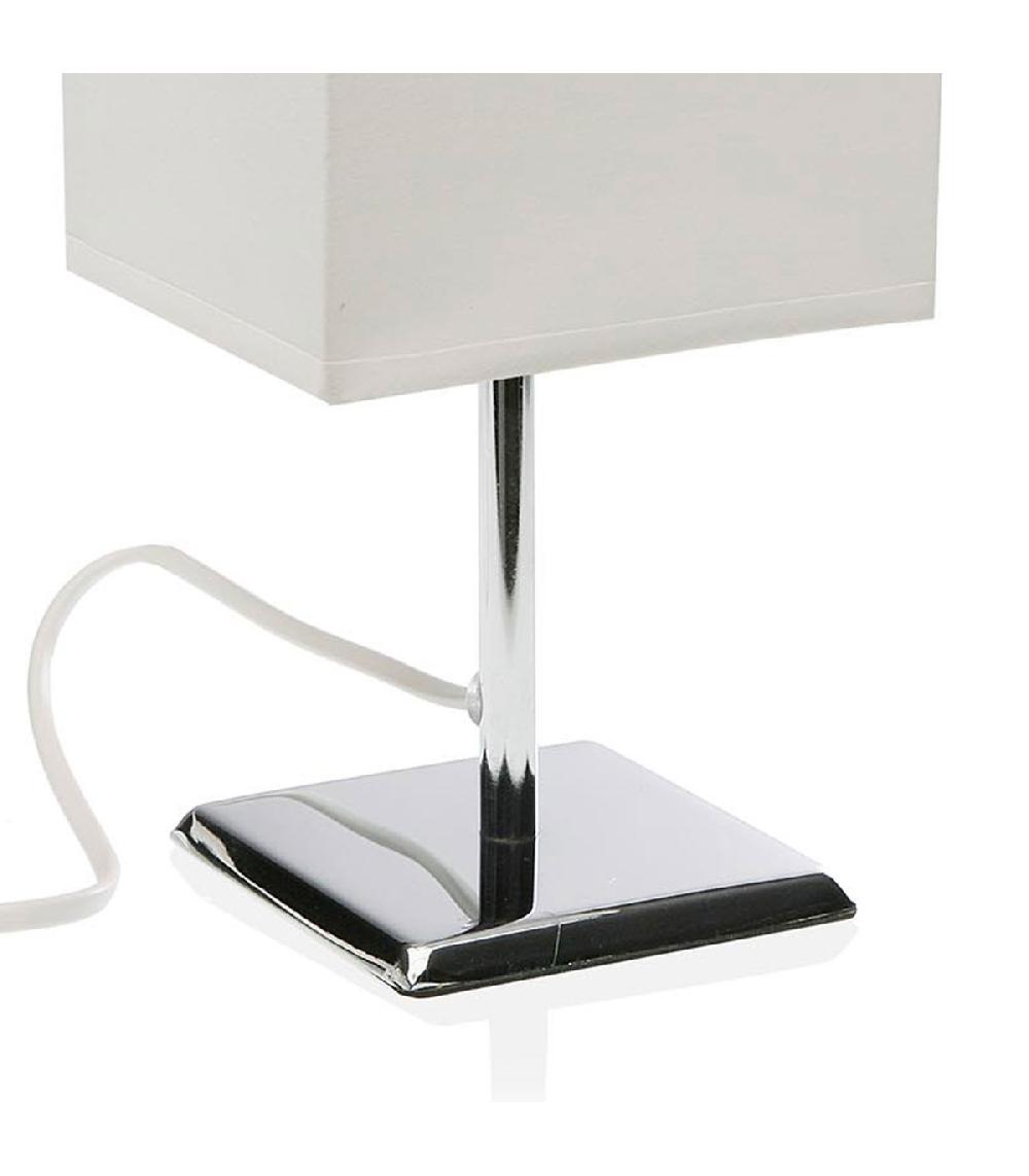 wadiga Lampe à poser en métal chromé et abat jour blanc 11x13x27.5cm