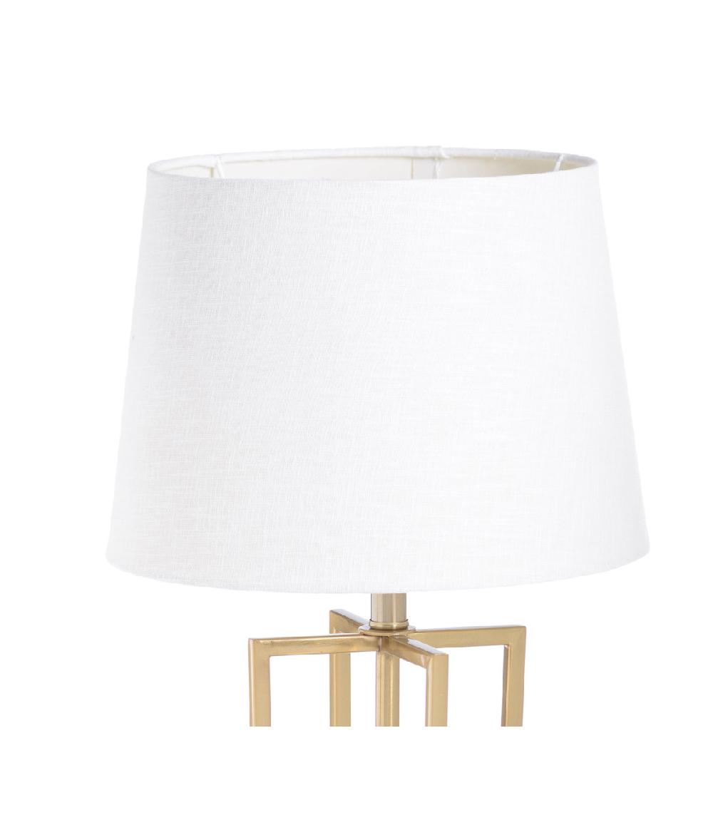 Wadiga Lampe à Poser En Métal Doré Et Abat-jour Lin Blanc - 28x28x47cm