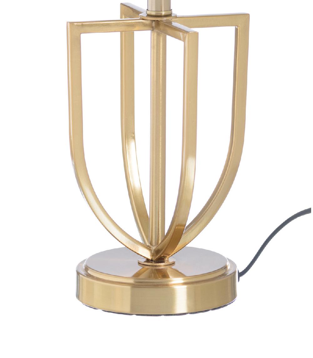 Wadiga Lampe à Poser En Métal Doré Et Abat-jour Lin Blanc - 28x28x47cm