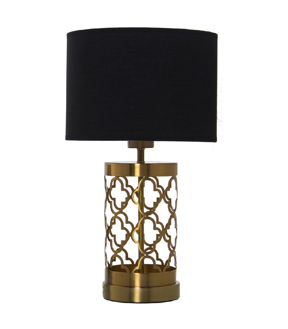 Wadiga Lampe à Poser En Métal Doré Et Abat-jour Noir - 25x25x44cm