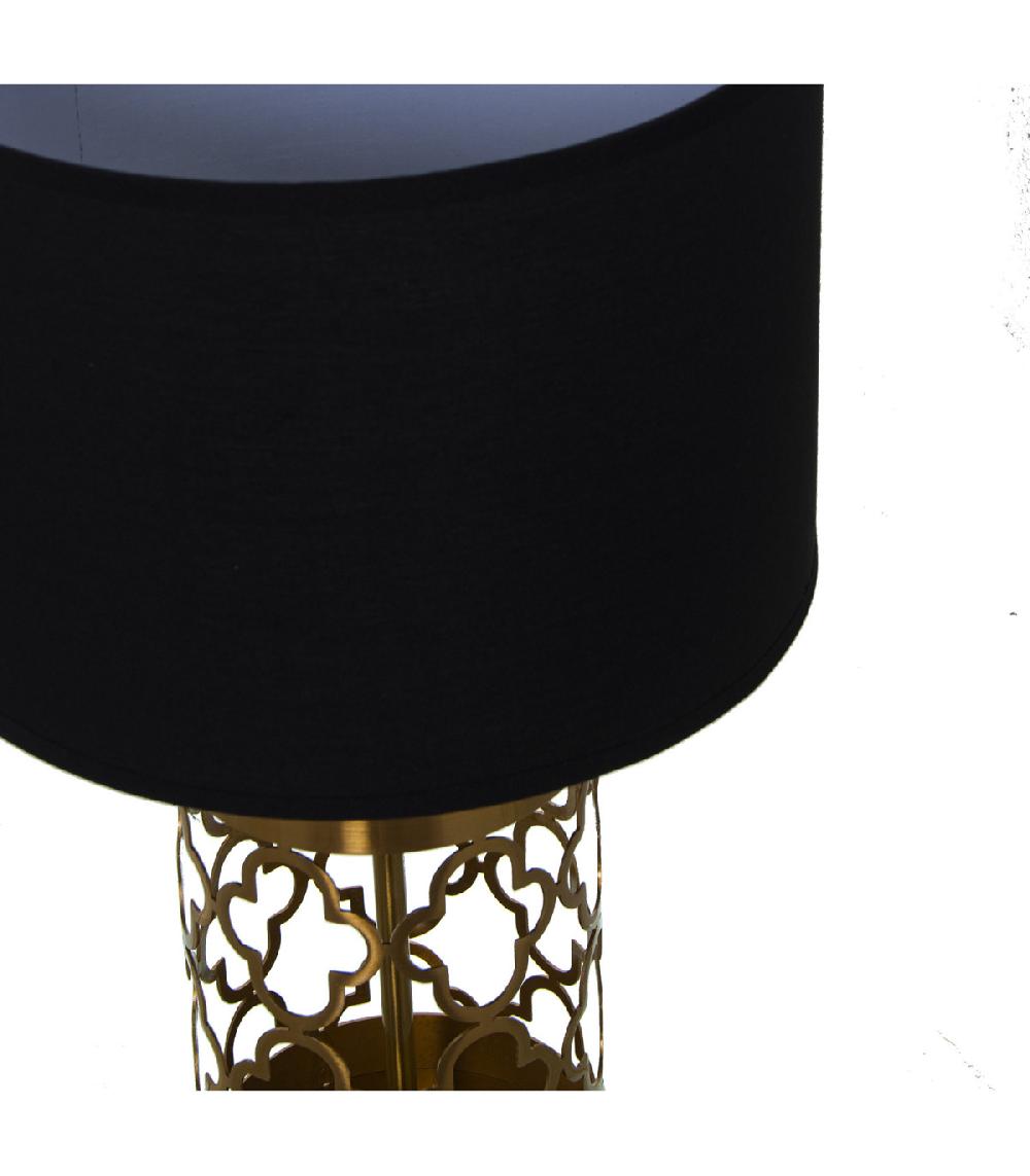 Wadiga Lampe à Poser En Métal Doré Et Abat-jour Noir - 25x25x44cm