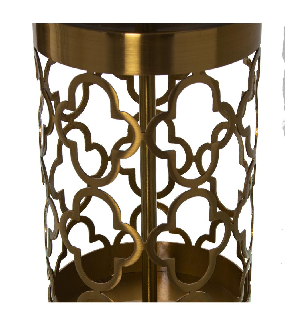 Wadiga Lampe à Poser En Métal Doré Et Abat-jour Noir - 25x25x44cm