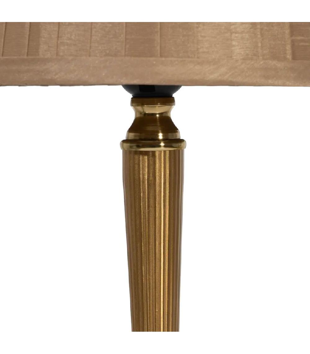 Wadiga Lampe à Poser En Métal Doré Et Abat-jour Plissé Marron 23x23x48cm
