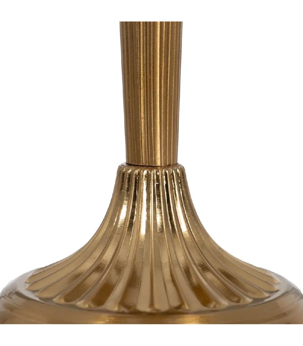 Wadiga Lampe à Poser En Métal Doré Et Abat-jour Plissé Marron 23x23x48cm