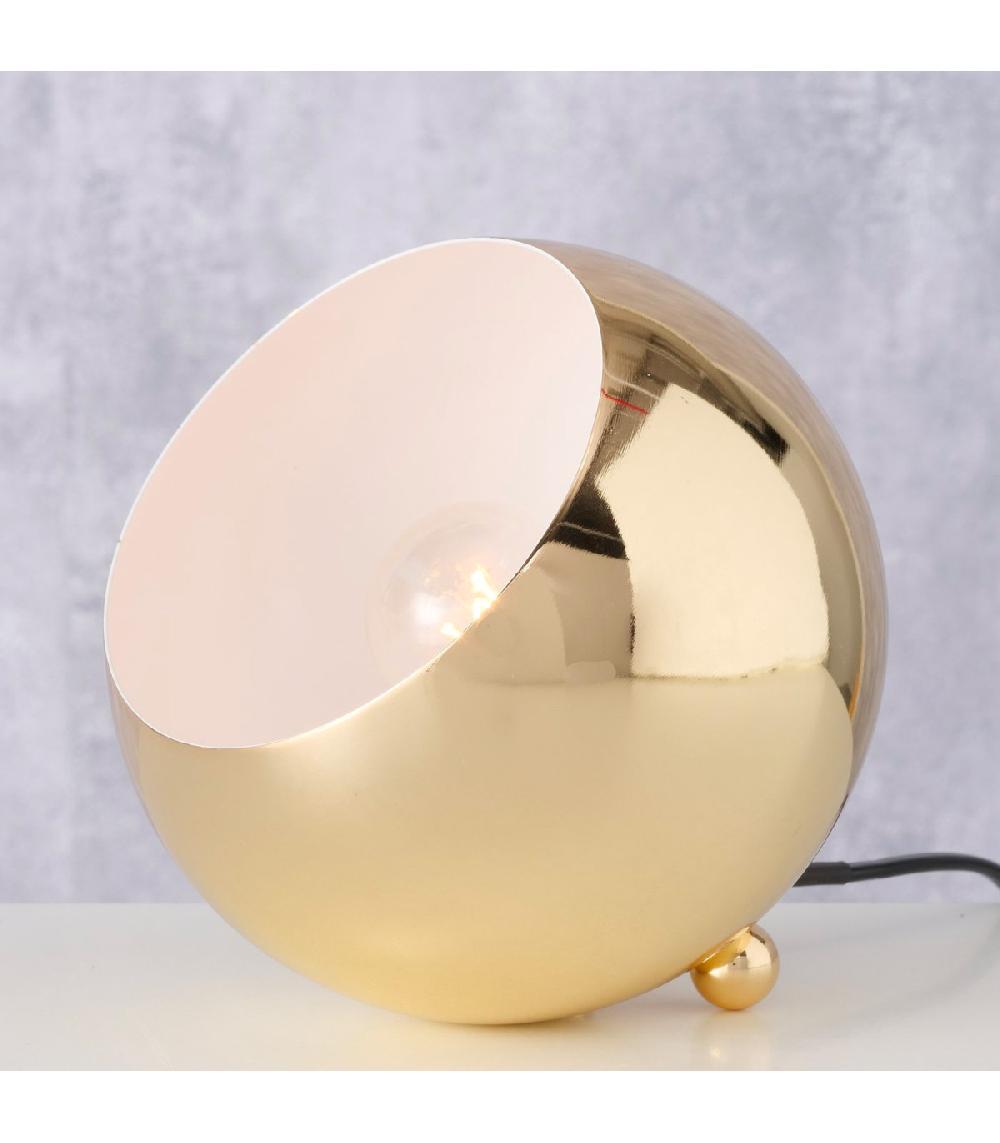 Wadiga Lampe à Poser En Métal Doré Ronde 15x15x15cm