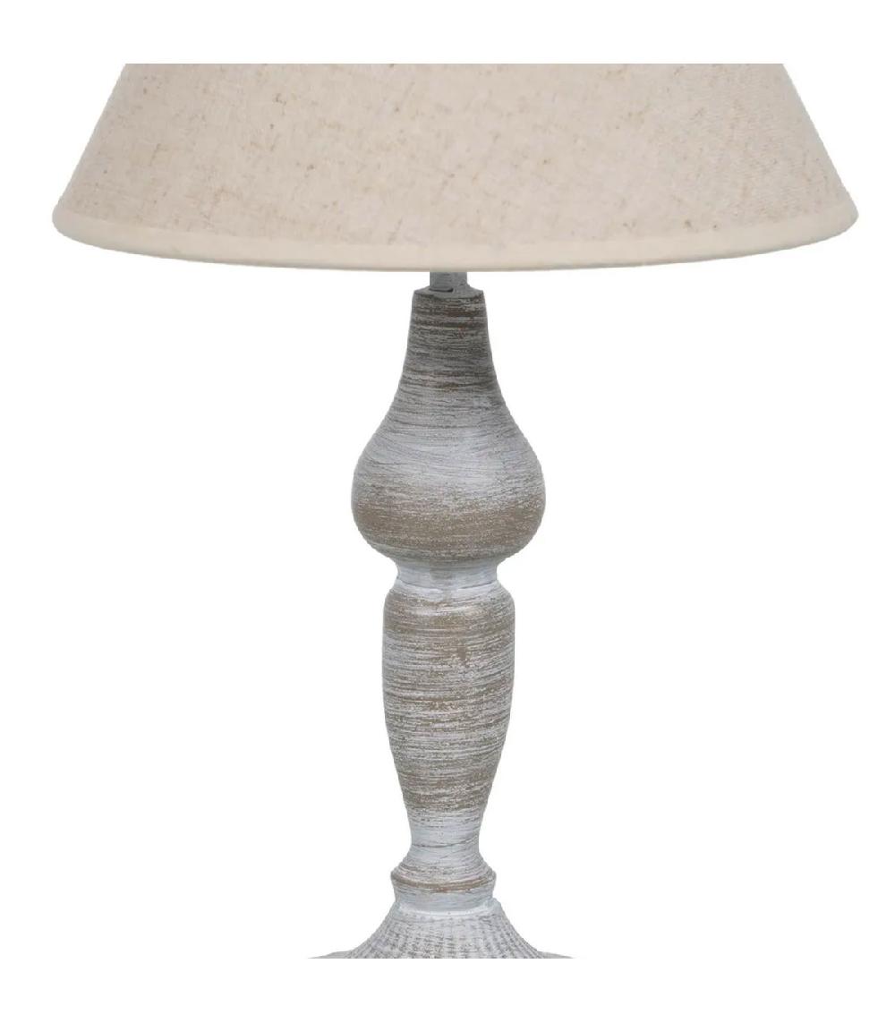 Wadiga Lampe à Poser En Métal Gris Et Abat-jour En Lin Beige 20x20x34cm