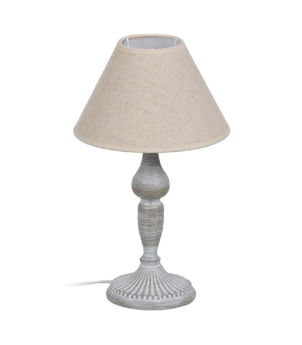 wadiga Lampe à poser en métal gris et abat-jour en lin beige 20x20x34cm