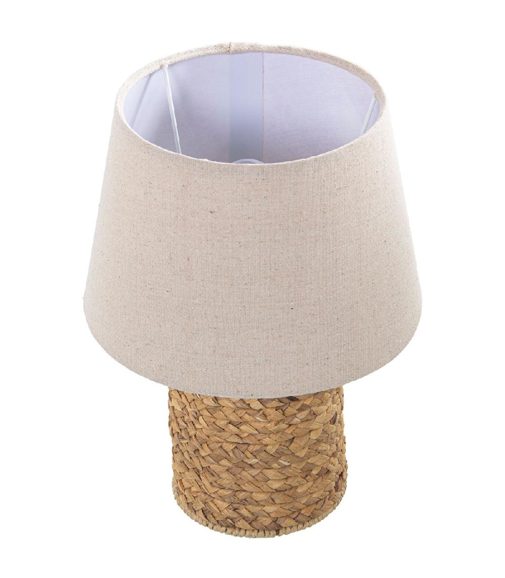 Wadiga Lampe à Poser En Osier Tressé Et Abat-jour Beige 25x25x32cm