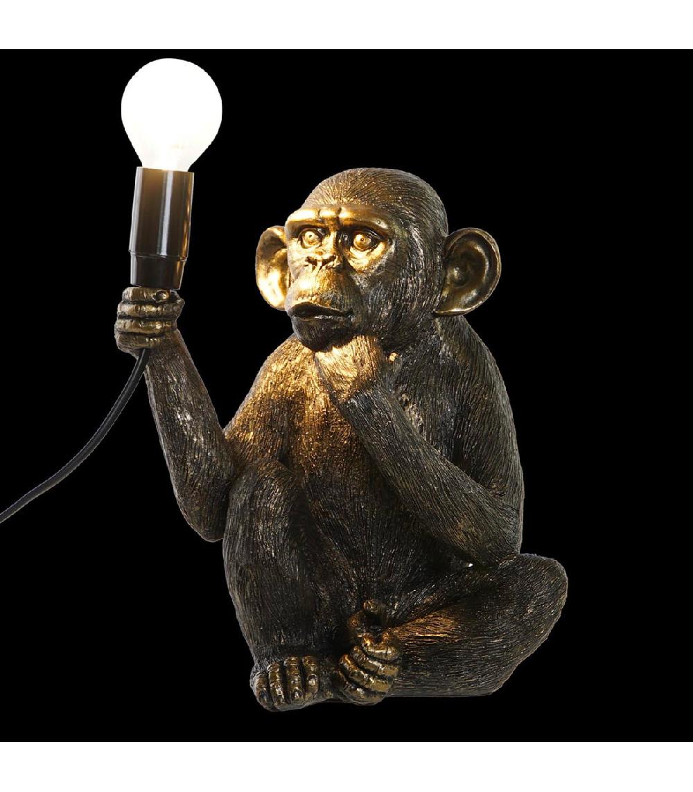 Wadiga Lampe à Poser En Résine Doré Singe 20x16x24cm