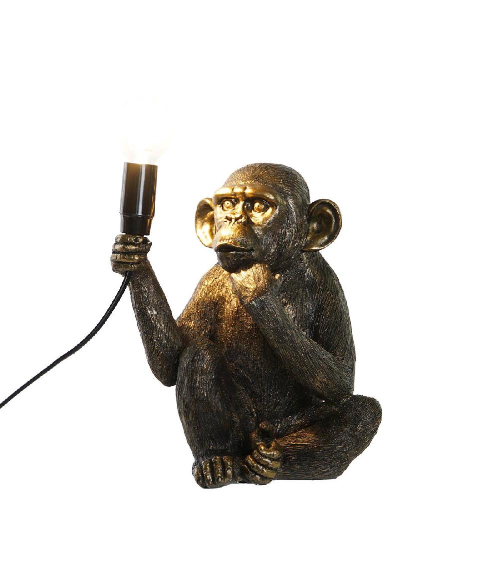 wadiga Lampe à poser en résine doré Singe 20x16x24cm