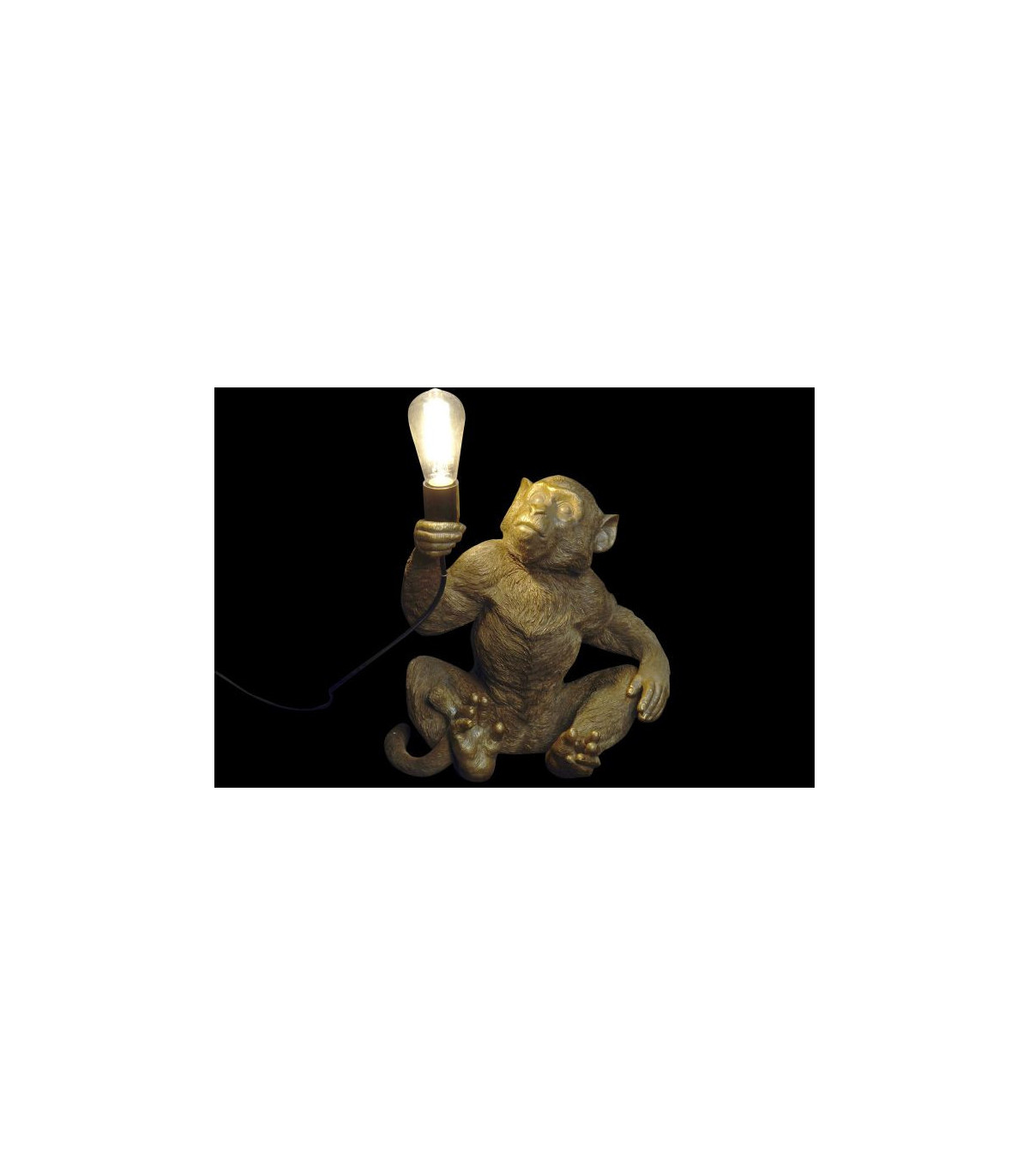 Wadiga Lampe à Poser En Résine Doré Singe - 21x20x23cm