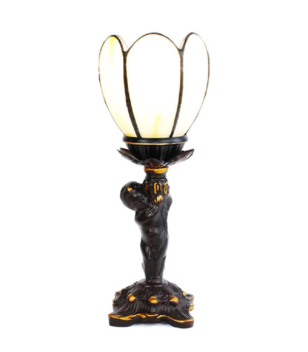 Wadiga Lampe à Poser En Résine Noire Et Dorée Et Verre Blanchi 12x12x30cm