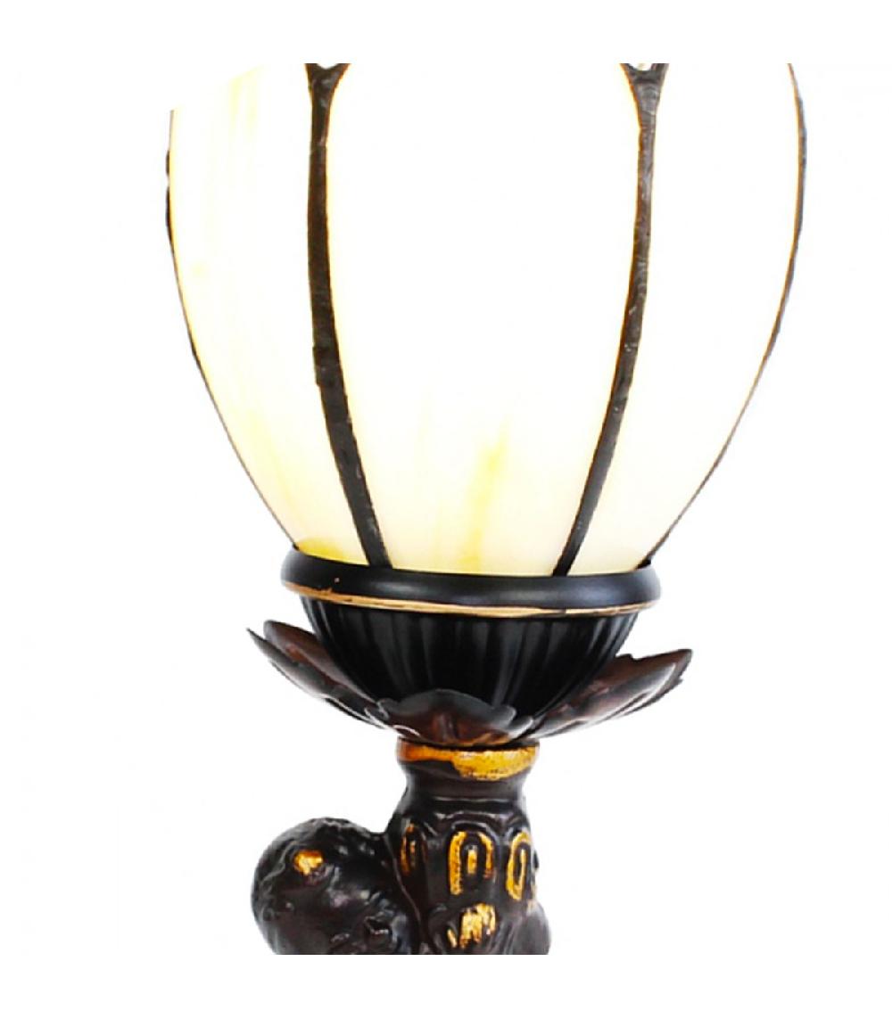 Wadiga Lampe à Poser En Résine Noire Et Dorée Et Verre Blanchi 12x12x30cm