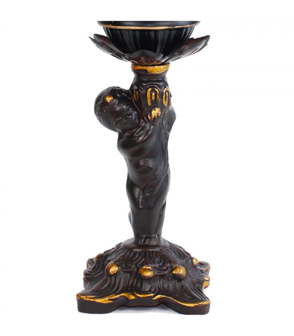 Wadiga Lampe à Poser En Résine Noire Et Dorée Et Verre Blanchi 12x12x30cm