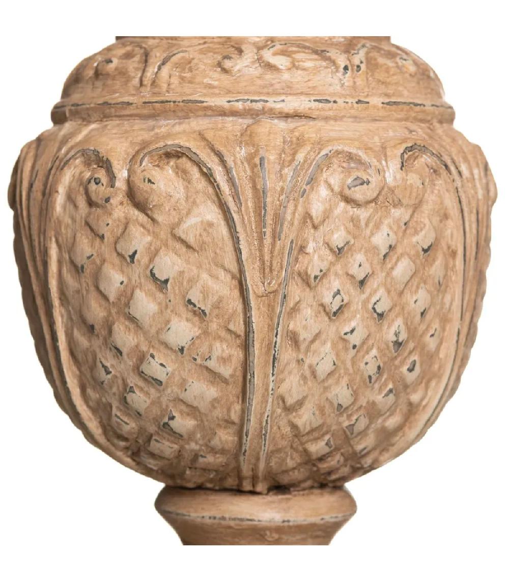 Wadiga Lampe à Poser En Résine Taupe Et Abat-jour Tissu Beige 35x45x64cm