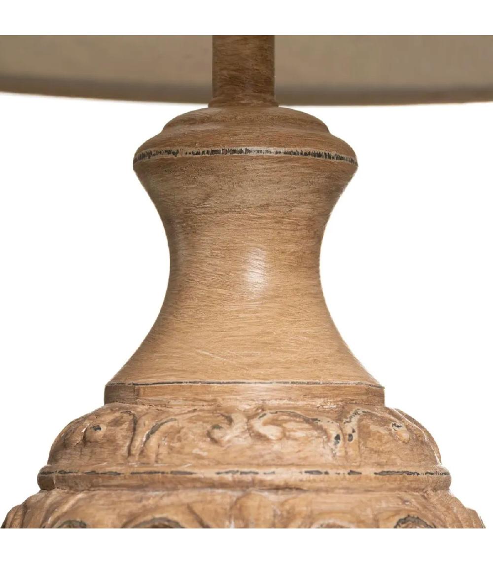 Wadiga Lampe à Poser En Résine Taupe Et Abat-jour Tissu Beige 35x45x64cm