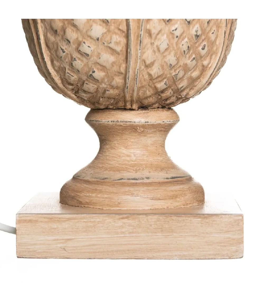 Wadiga Lampe à Poser En Résine Taupe Et Abat-jour Tissu Beige 35x45x64cm