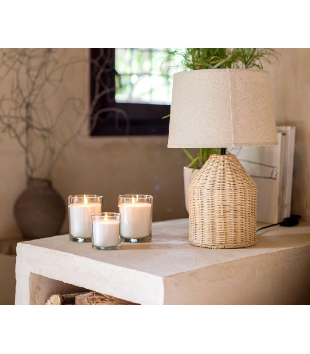 Wadiga Lampe à Poser En Rotin Tressé Et Abat-jour Beige - 30x30x47cm