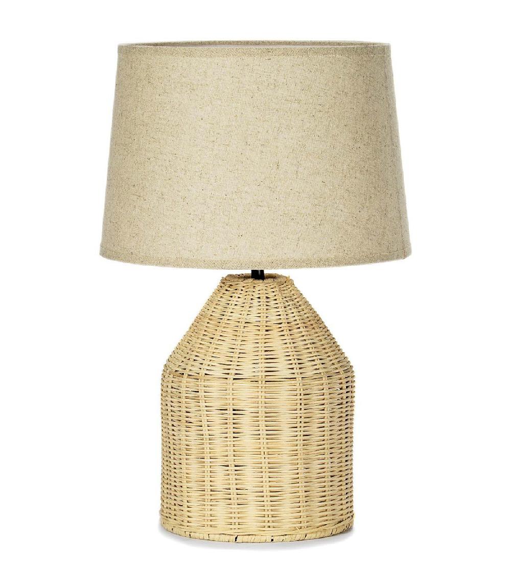wadiga Lampe à poser en rotin tressé et abat-jour beige - 30x30x47cm