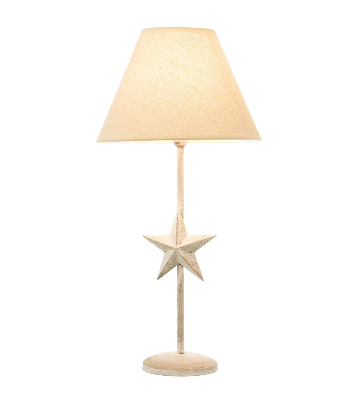Wadiga Lampe à Poser étoile En Métal Gris Et Abat-jour Beige