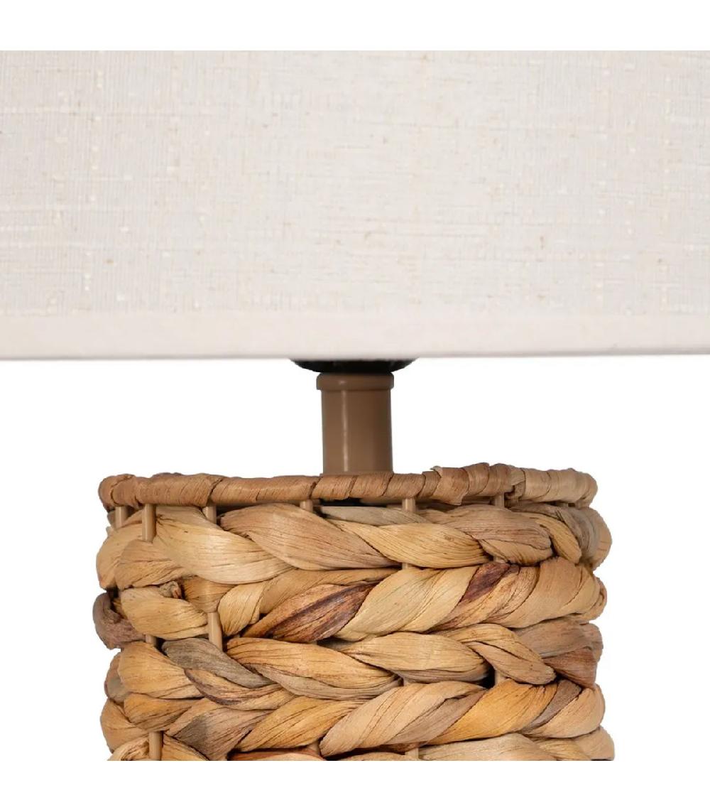 Wadiga Lampe à Poser Fibre Naturelle Tressée Abat-jour Blanc 27x27x42cm