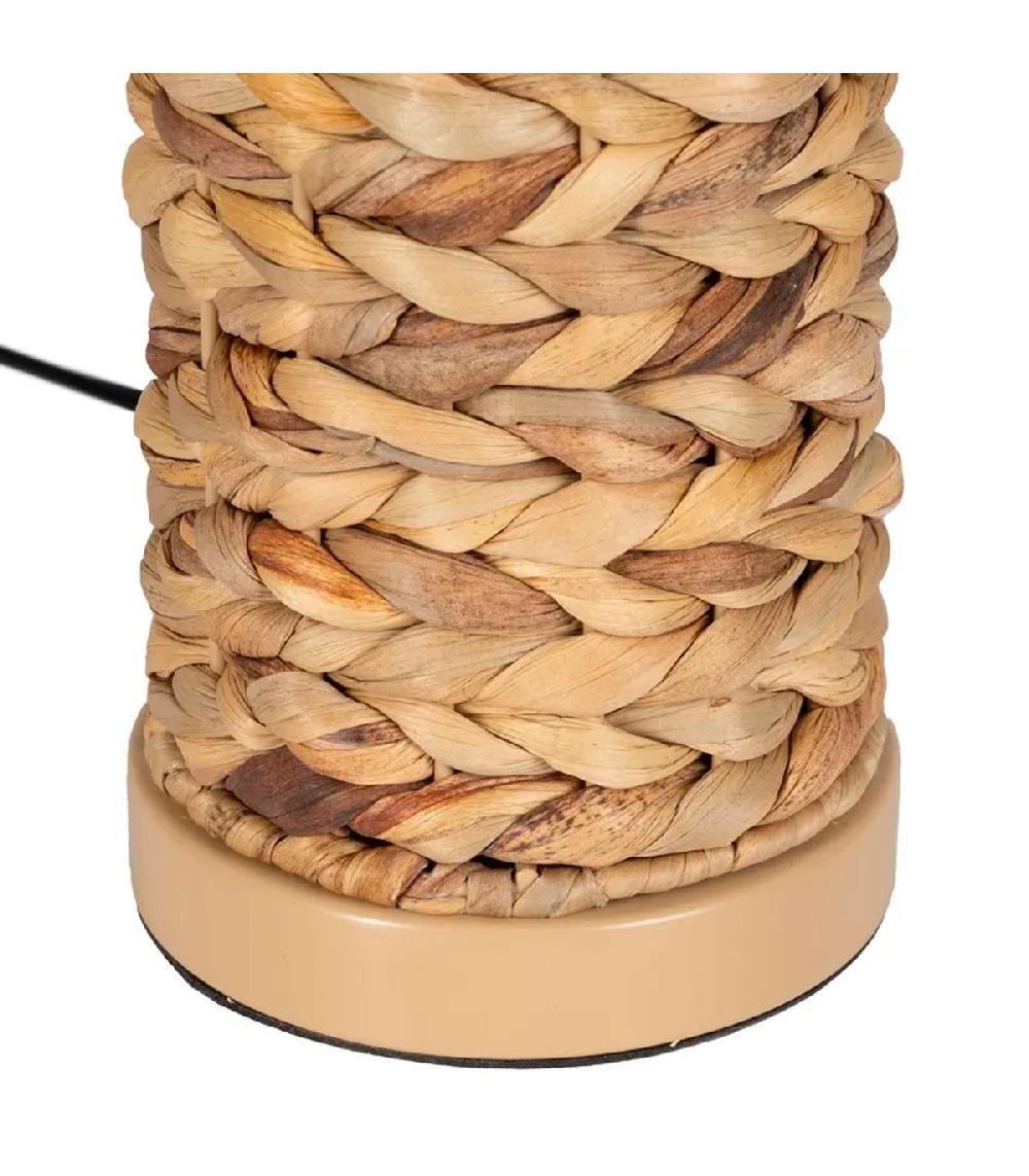 Wadiga Lampe à Poser Fibre Naturelle Tressée Abat-jour Blanc 27x27x42cm