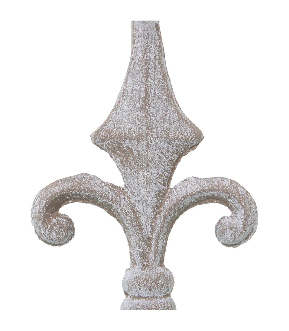 Wadiga Lampe à Poser Fleur De Lys En Métal Blanchi Et Abat-jour Beige H48cm