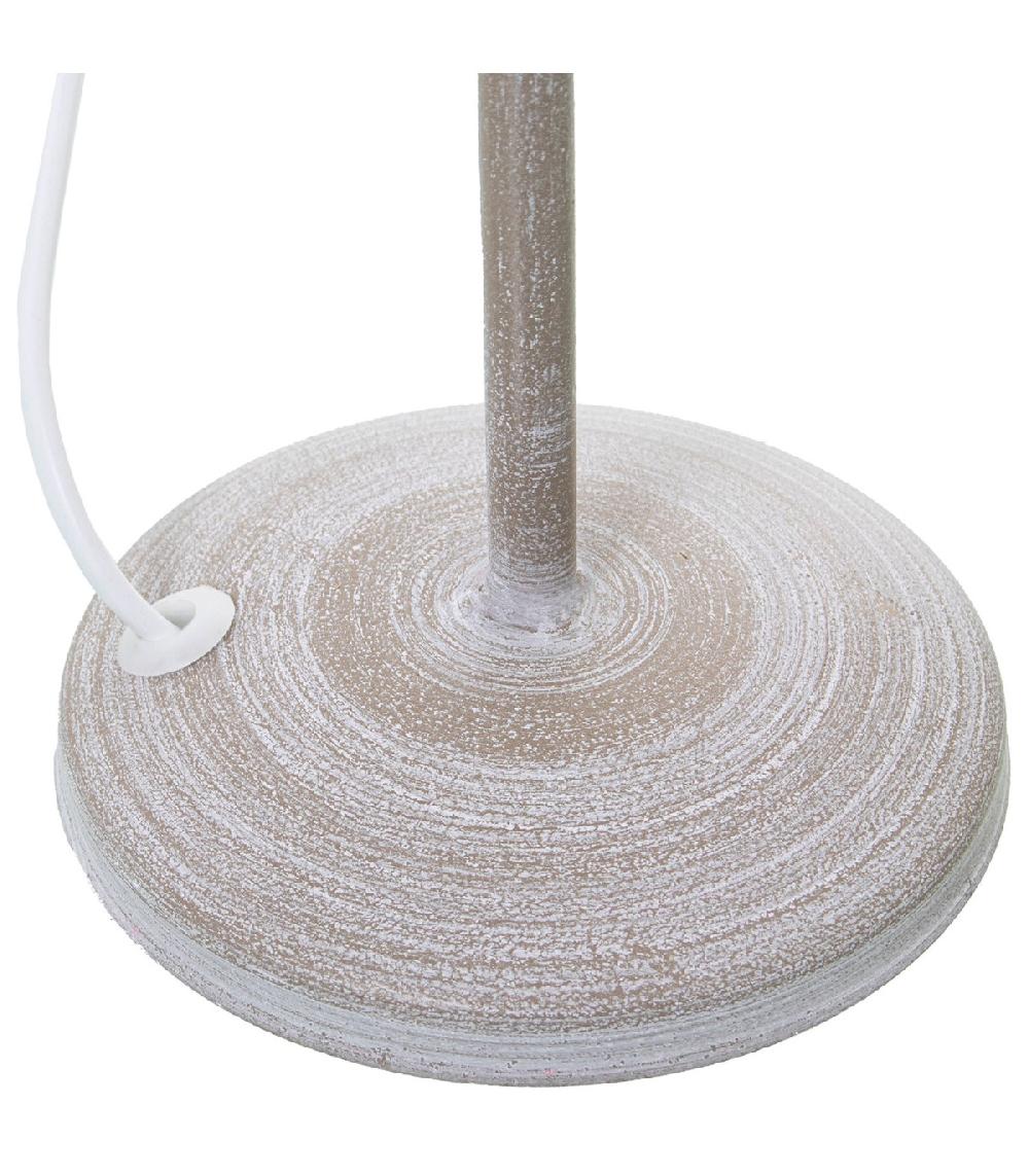 Wadiga Lampe à Poser Fleur De Lys En Métal Blanchi Et Abat-jour Beige H48cm