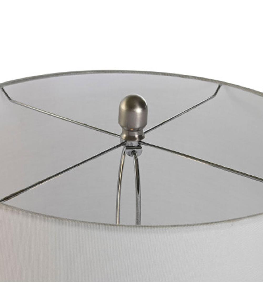 Wadiga Lampe à Poser Grès Bleu Et Abat-jour Lin Blanc 40x40x74cm