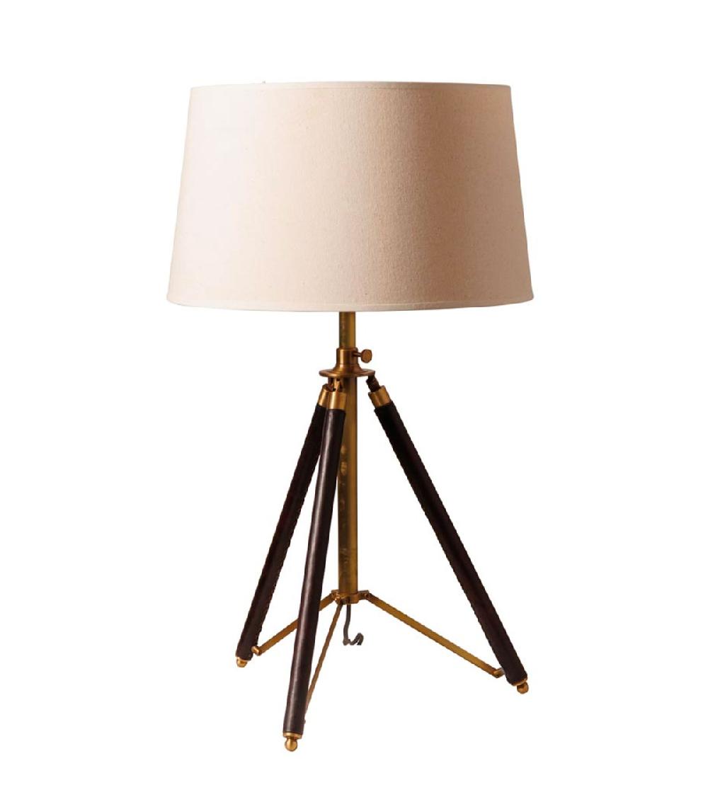 wadiga Lampe à poser laiton doré et abat-jour lin beige 40x40x55cm